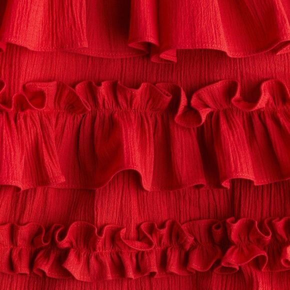 H&M Ruffle-Trimmed Dress Bright Red - Picture 2 of 7